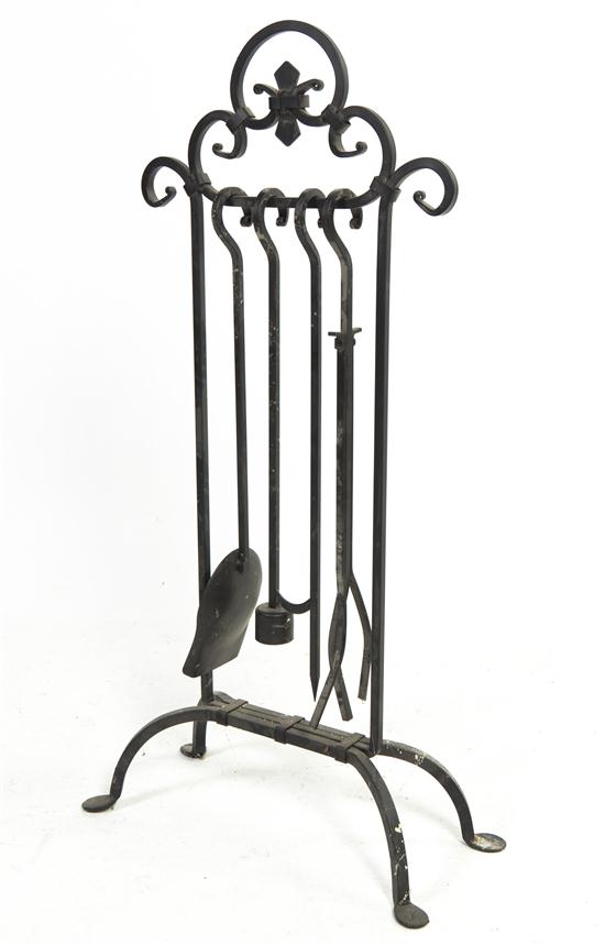 A Pair of Wrought Iron Andirons