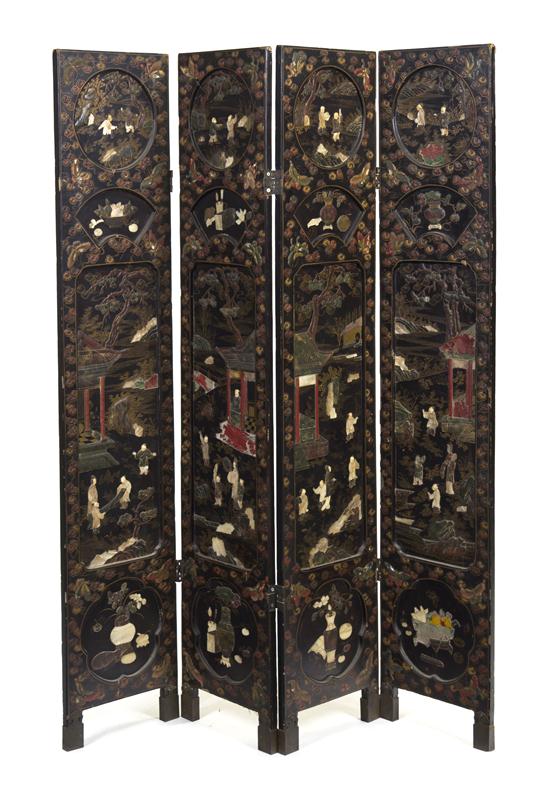  A Chinese Four Panel Floor Screen 15401f
