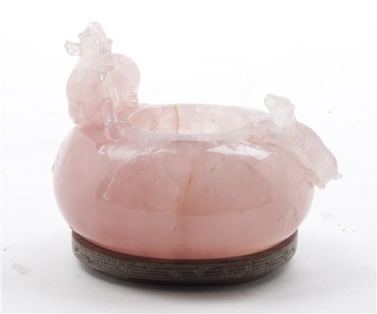 A Chinese Rose Quartz Coupe having