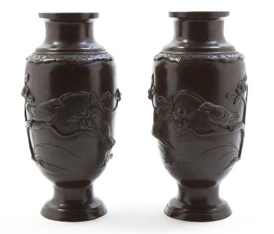  A Pair of Japanese Bronze Vases 154090