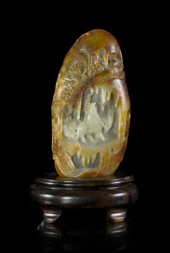 A Carved Jade Pebble having a russet 1540ab