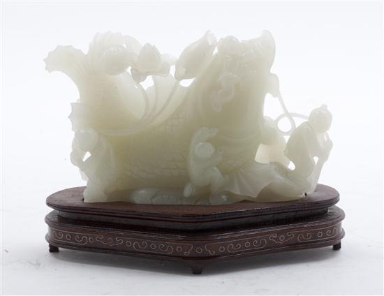 A Carved White Hardstone Figural