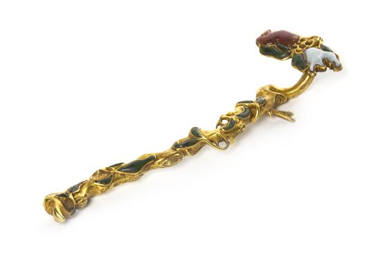 A Gilt Bronze Ruyi Scepter of naturalistic 1540d7