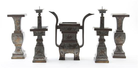  An Assembled Chinese Pewter Garniture 154105