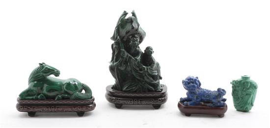 Two Chinese Carved Malachite Figures 154120