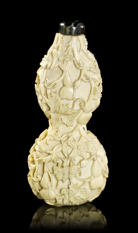 * An Ivory Double Gourd-Form Snuff Bottle