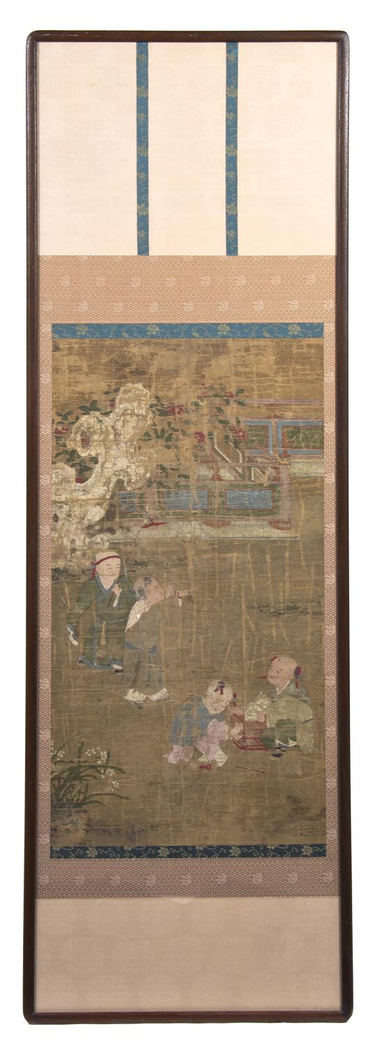 A Chinese Painting on Silk of Boys