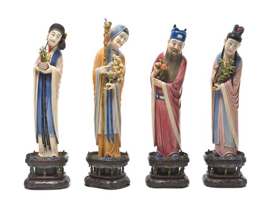 A Set of Four Chinese Polychrome Decorated