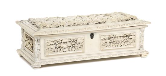 A Chinese Carved Ivory Table Casket