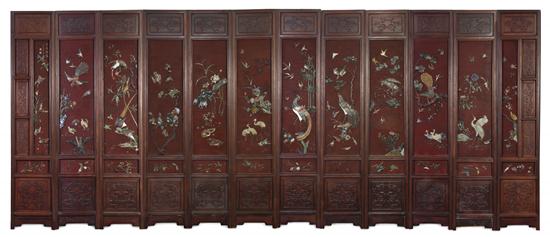 A Fine Chinese Twelve Panel Carved 154248