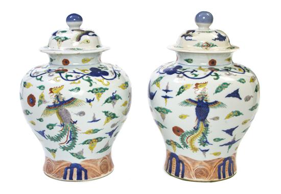 A Near Pair of Wucai Ginger Jars 154257