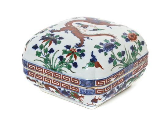 A Porcelain Square Box of domed 154258