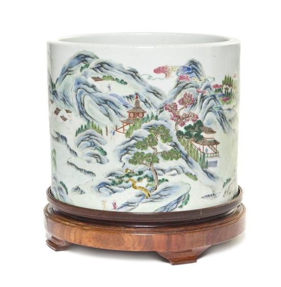 A Chinese Porcelain Brush Pot having