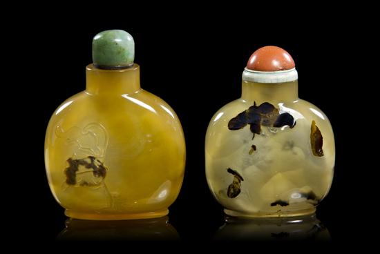 * A Group of Two Agate Snuff Bottles