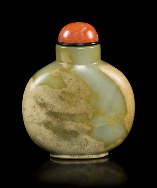 A Yellow Jade Snuff Bottle of a