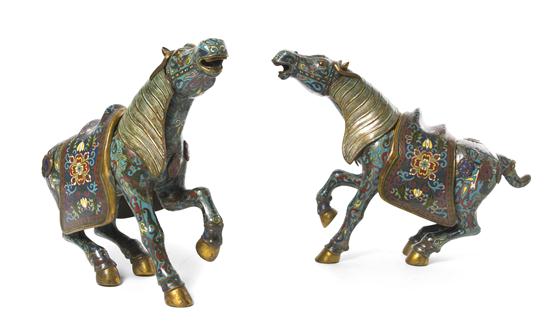 A Pair of Chinese Cloisonne Horses 15428d