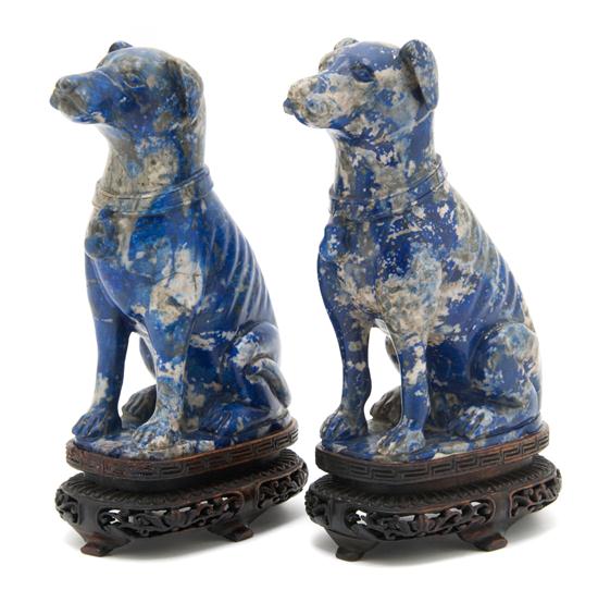 A Pair of Chinese Carved Lapis Lazuli