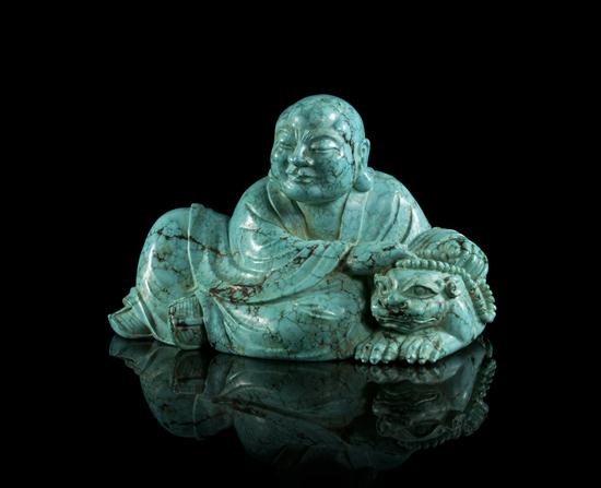 A Carved Turquoise Figure of Buddha 154295