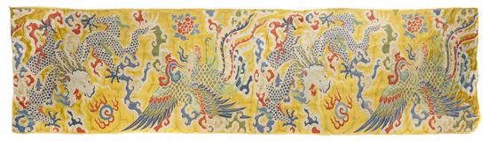 A Chinese Embroidered Silk Panel with