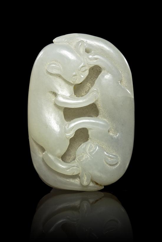 A Jade Toggle of Two Beasts of 154306