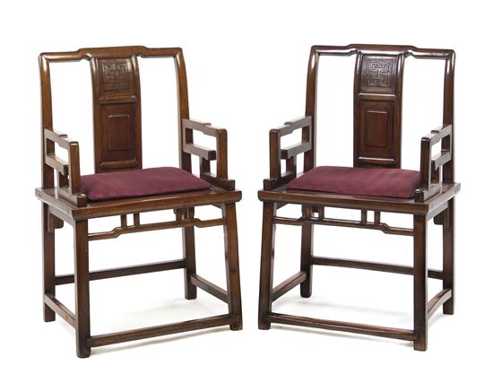 * A Pair of Chinese Hardwood Official's