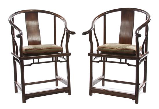 * A Pair of Chinese Horseshoe-Back Armchairs