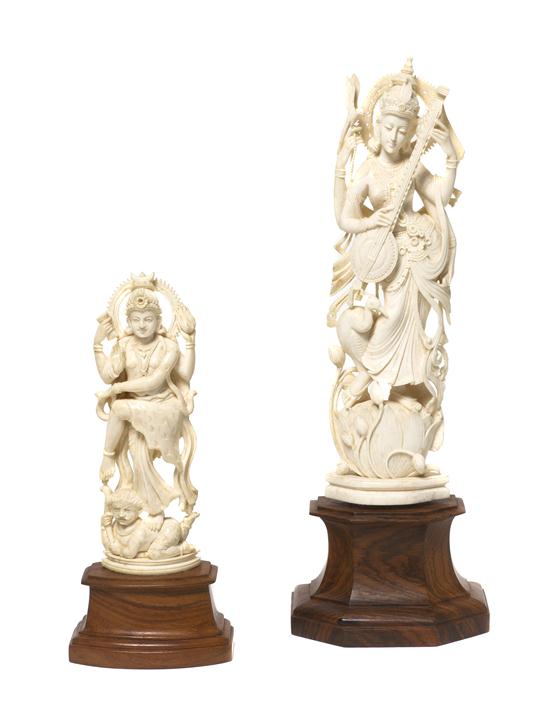 Two Indian Carved Ivory Figures 15432e