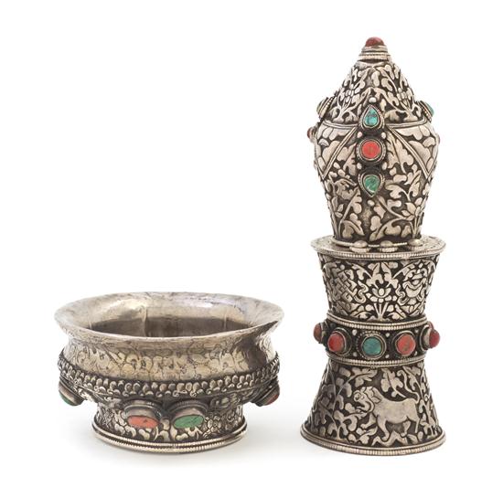 Two Tibetan Silver Altar Pieces 154333