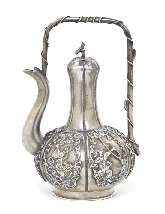 A Japanese Silver Teapot of lobed 154364