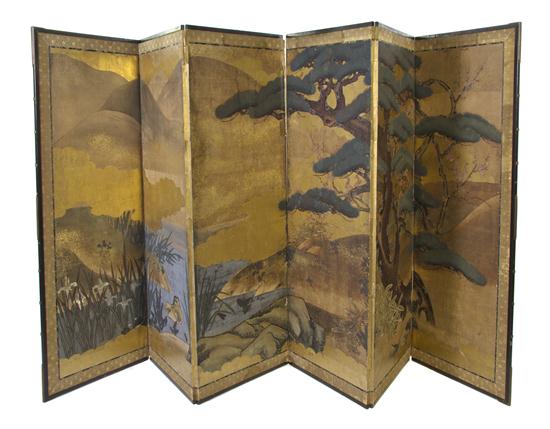 A Japanese Painted and Gilt Paper 154368