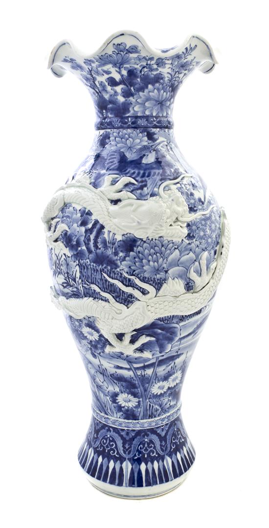 A Japanese Hirado Baluster Vase