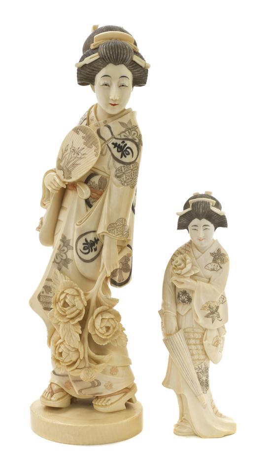 Two Japanese Ivory Figures depicting