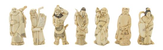 Seven Japanese Carved Ivory Immortals 154384
