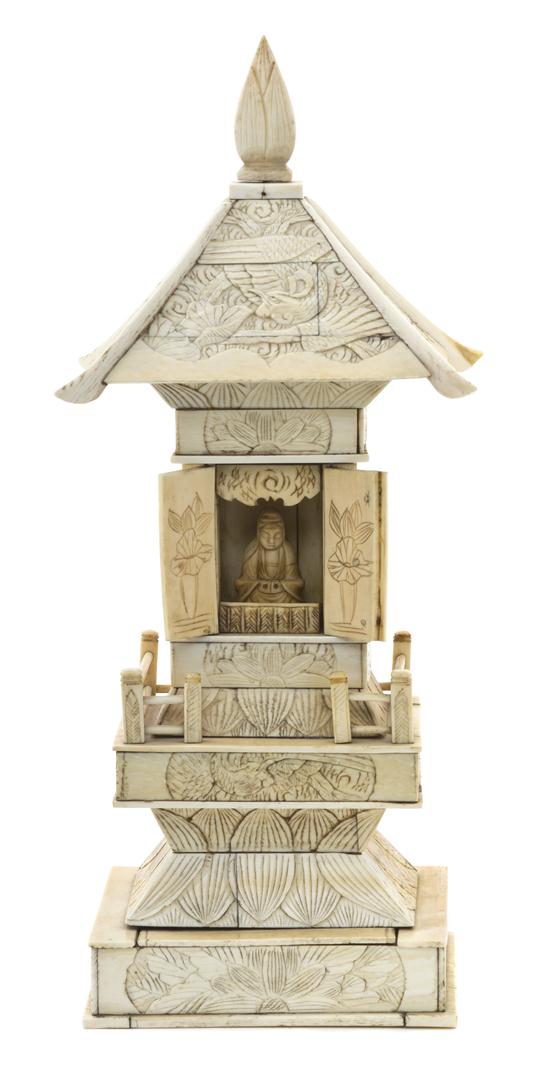 A Japanese Bone Veneered Shrine having
