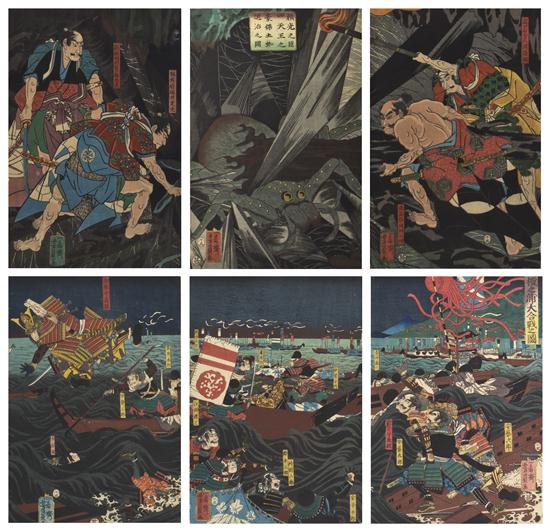 Two Japanese Woodblock Triptychs 1543ac