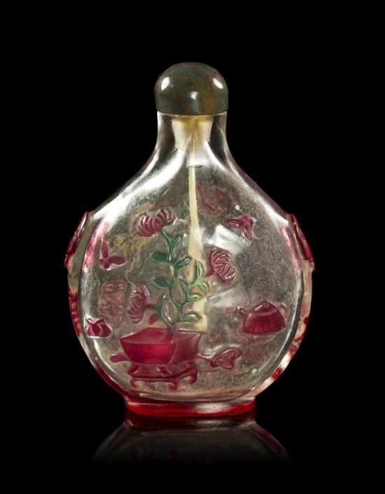 * A Peking Glass Overlay Snuff Bottle