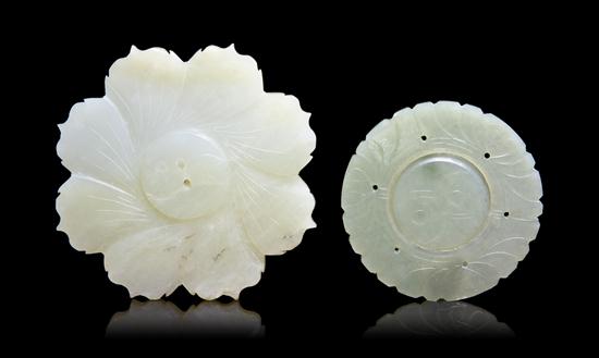  Two Chinese Celadon Jade Plaques 1543e2