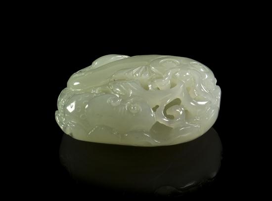 A White Jade Toggle of a Beast 1543de