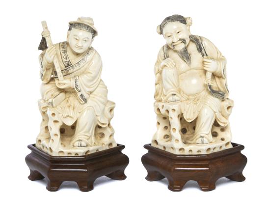 Two Chinese Carved Ivory Figures 15442a