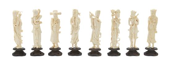 A Set of Eight Chinese Carved Ivory
