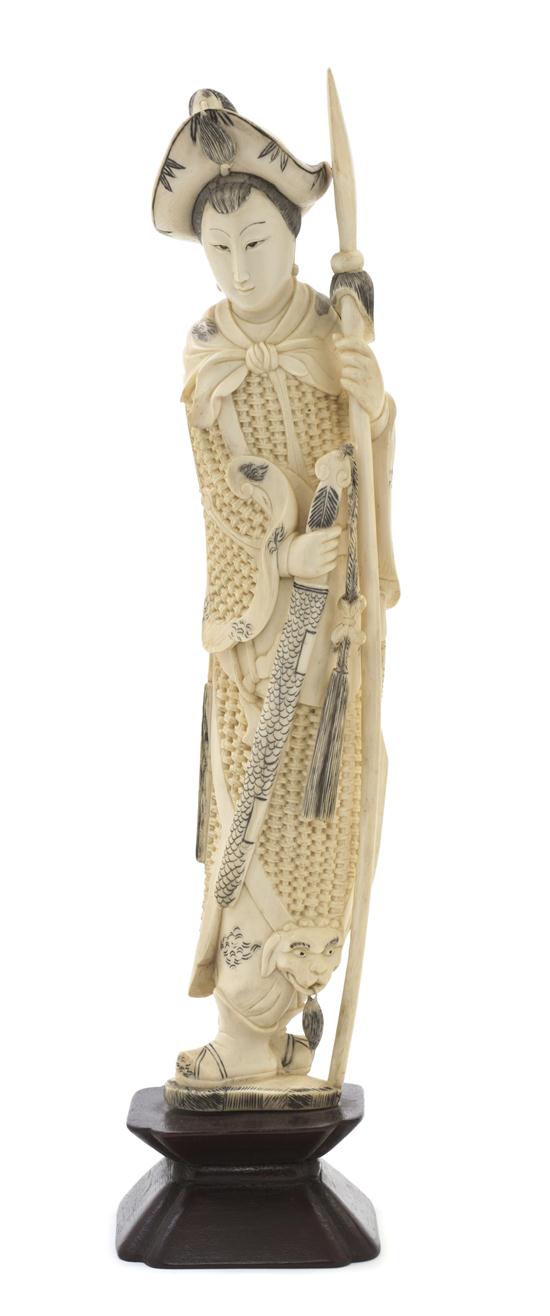 A Chinese Ivory Figure of Hua Mulan