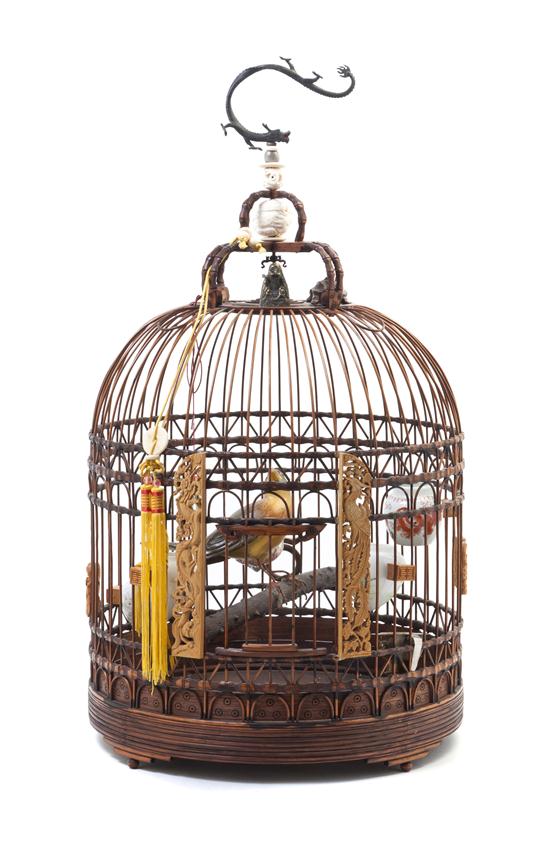 * A Chinese Bamboo Birdcage of