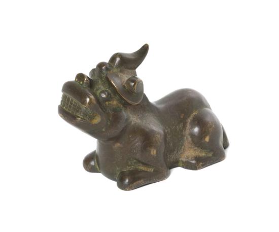 A Chinese Bronze Qilin Scroll Weight 15444d