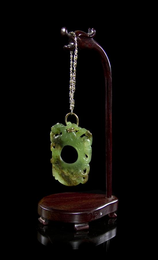 A Green Spinach Jade Pendant having