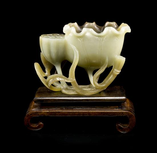 A Chinese Jade Carving of a Lotus