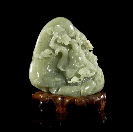 A Chinese Jade Boulder of green