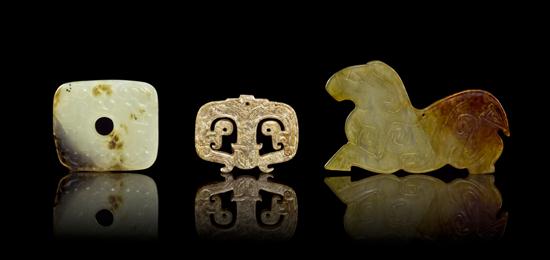 A Group of Three Archaistic Jade 15448e