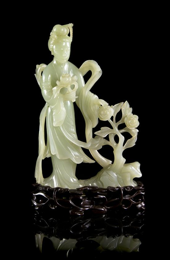 A Chinese Jade Carving of a Woman 15448a