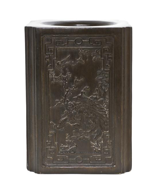 A Chinese Zitan Brush Pot of squared 154492