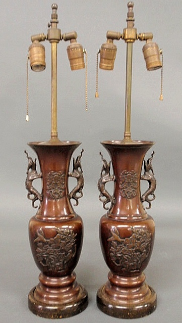 Pair of Asian style faux bronze
